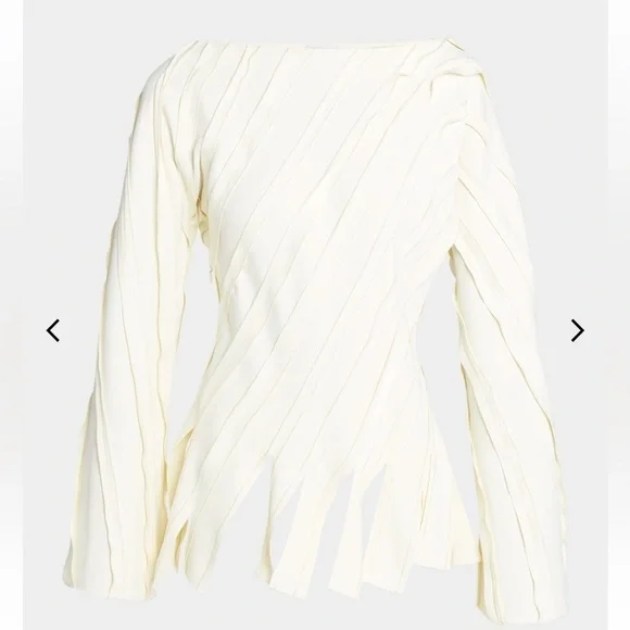 New Bottega Veneta Fluid Stretch Striped Cutaway Top Size 40 - Picture 2 of 6